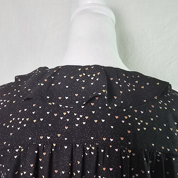 Cabi Womens Eros Blouse SZ M Wrap Multi Color Hearts Romantic Ruffles Valentines - Picture 8 of 16